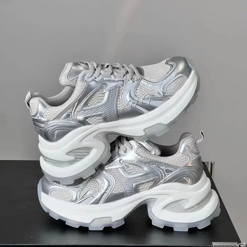 Women 2025 White Round Toe Thick Sole Casual Shoes - Image 5