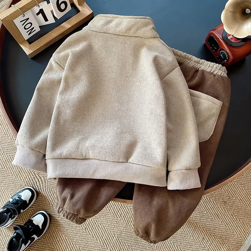Male baby fleece-lined half high collar zipper suit children autumn and winter 2 baby clothes 3 children's clothing 1-4 year old boy winter
