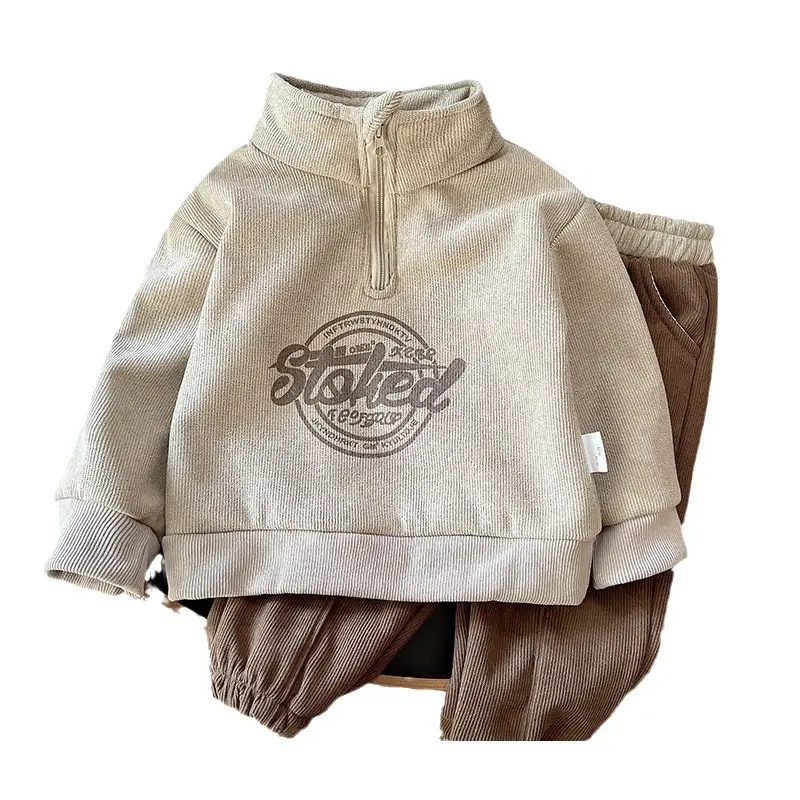Male baby fleece-lined half high collar zipper suit children autumn and winter 2 baby clothes 3 children's clothing 1-4 year old boy winter