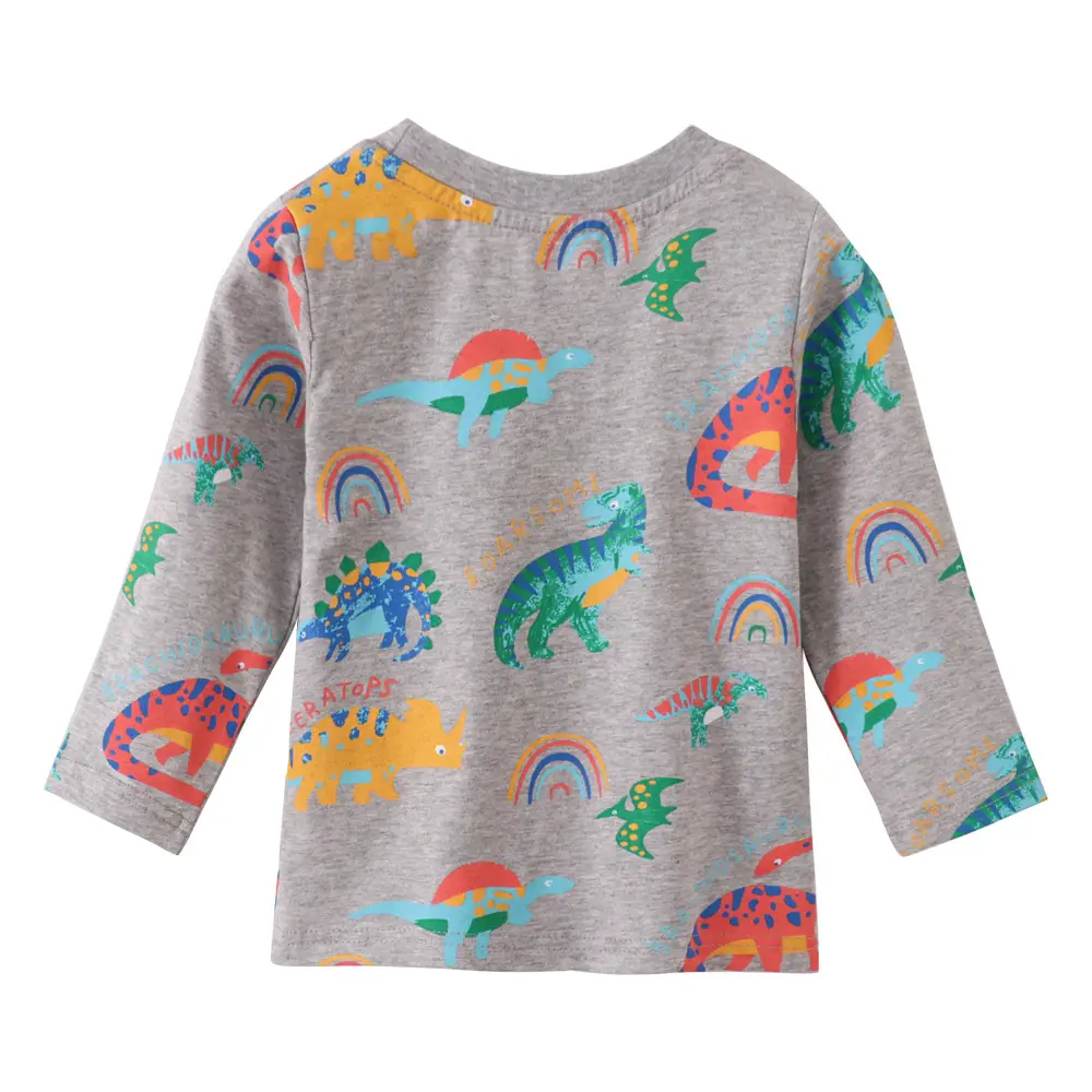 Boys Long Sleeve Cartoon Printed T-Shirt Grey - Image 5