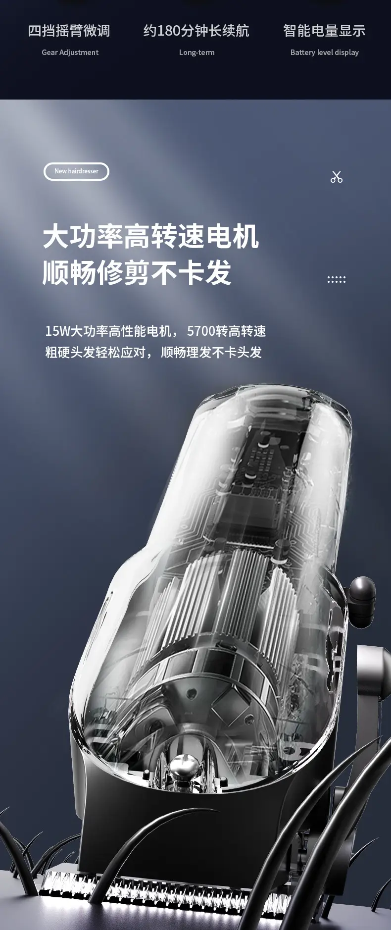 Professional Electric Hair Clipper with Precision Blades — feature 11