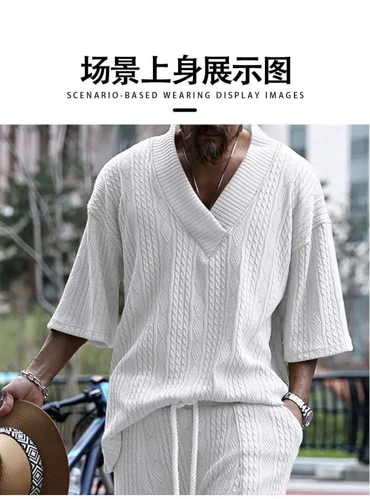 2025 Men Knitted V-Neck T-Shirt Large — feature 12