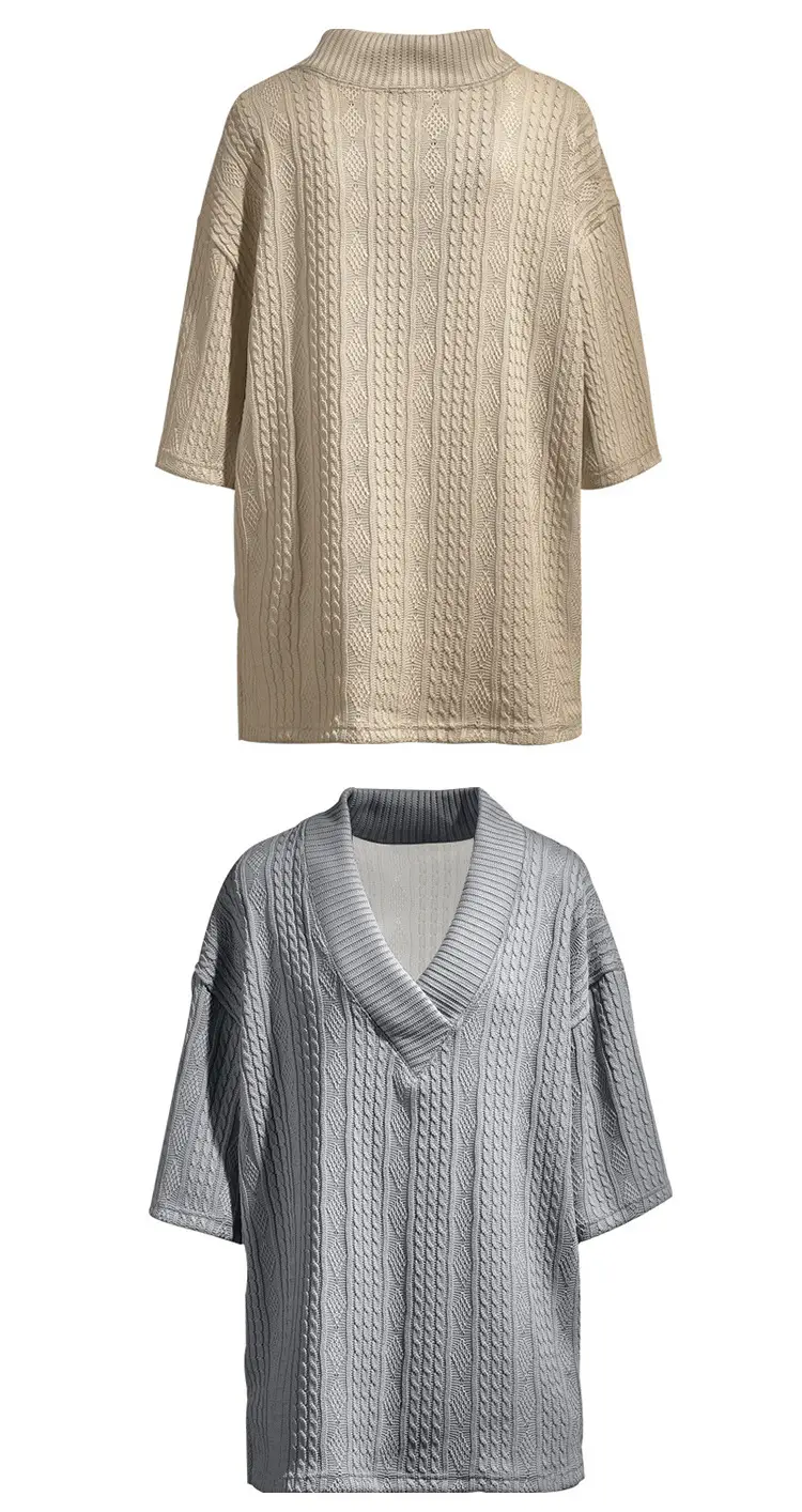 2025 Men Knitted V-Neck T-Shirt Large — feature 19