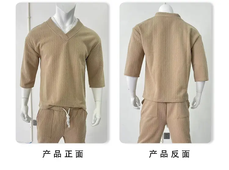 2025 Men Knitted V-Neck T-Shirt Large — feature 8
