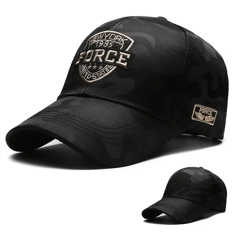 Men Black Urban Baseball Cap with Logo Embroidery - Image 3