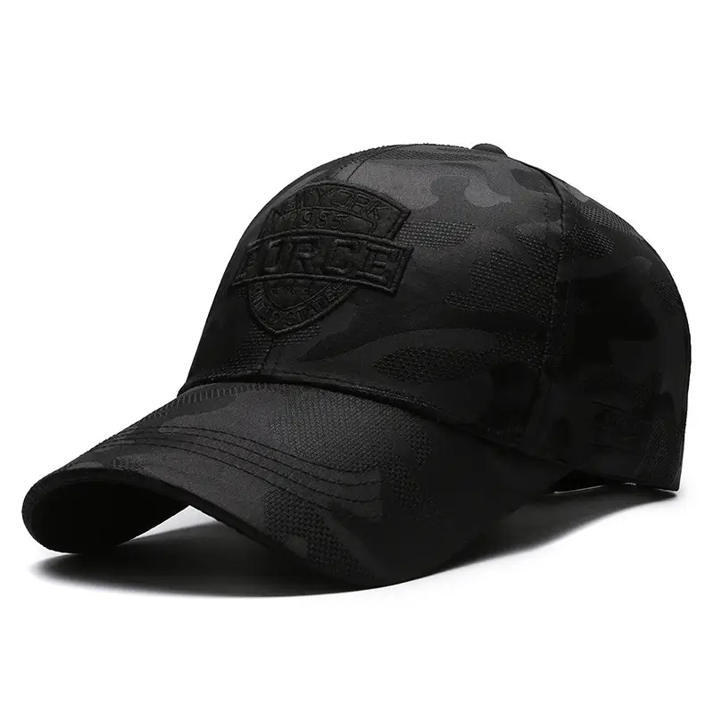 Men Black Urban Baseball Cap with Logo Embroidery - Image 4