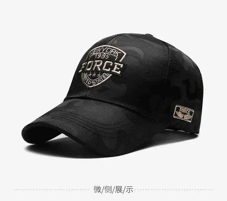 Men Black Urban Baseball Cap with Logo Embroidery — feature 9