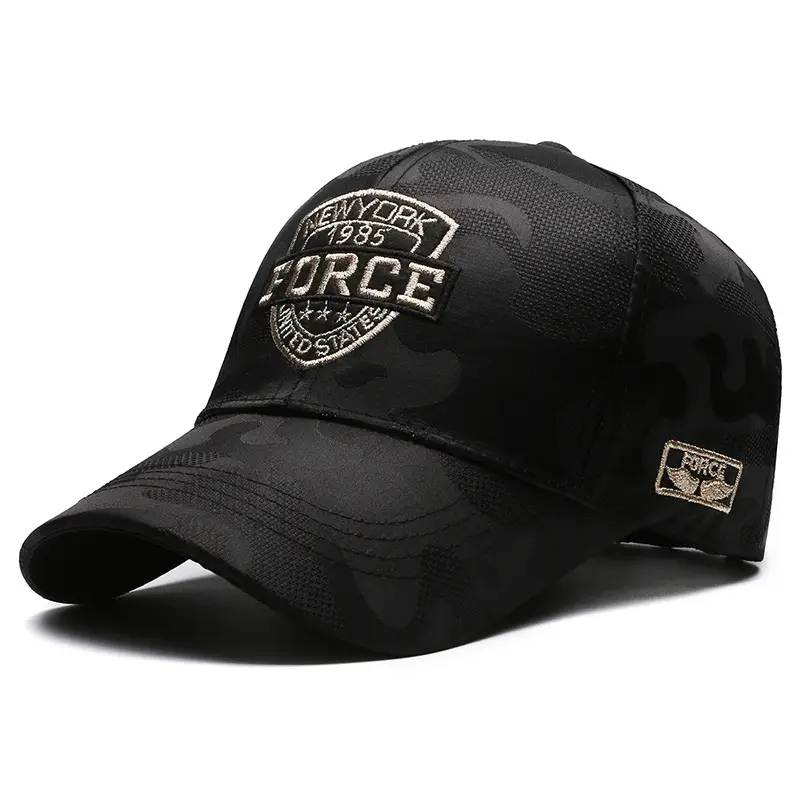 Men Black Urban Baseball Cap with Logo Embroidery - Image 2