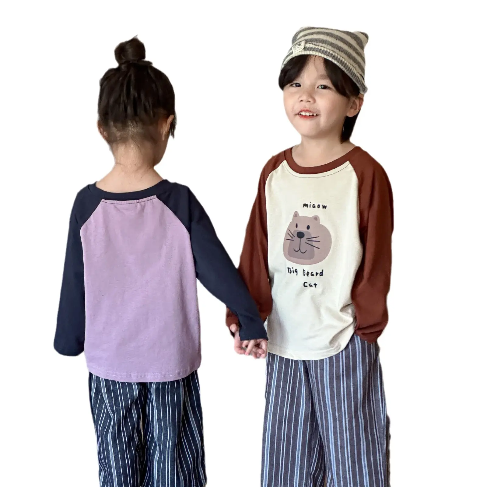 Children Long Sleeve T-Shirt Cartoon Mouse Brown Cream - Image 7