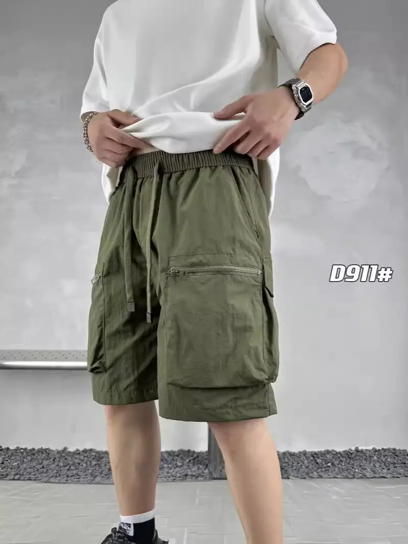 Men Purple Multi-Pocket Casual Shorts D911 - Image 9