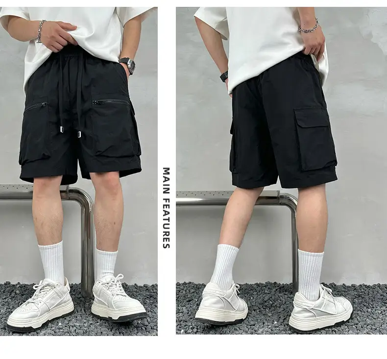 Men Purple Multi-Pocket Casual Shorts D911 — feature 11