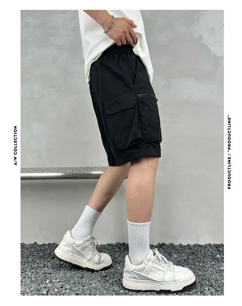 Men Purple Multi-Pocket Casual Shorts D911 — feature 13
