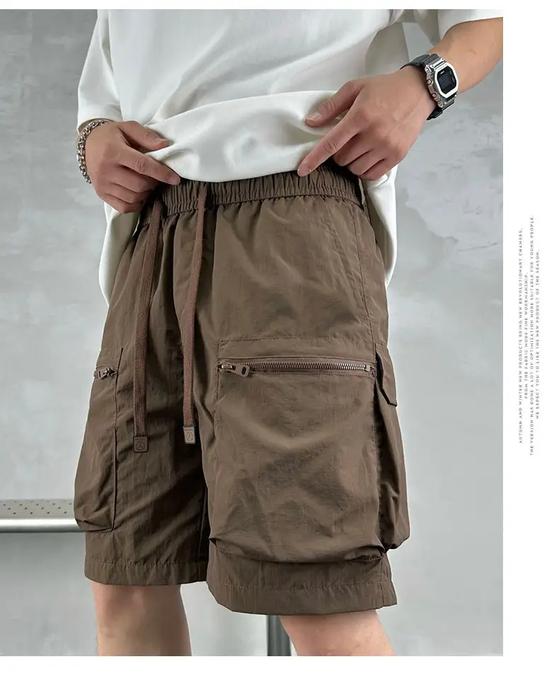 Men Purple Multi-Pocket Casual Shorts D911 — feature 16