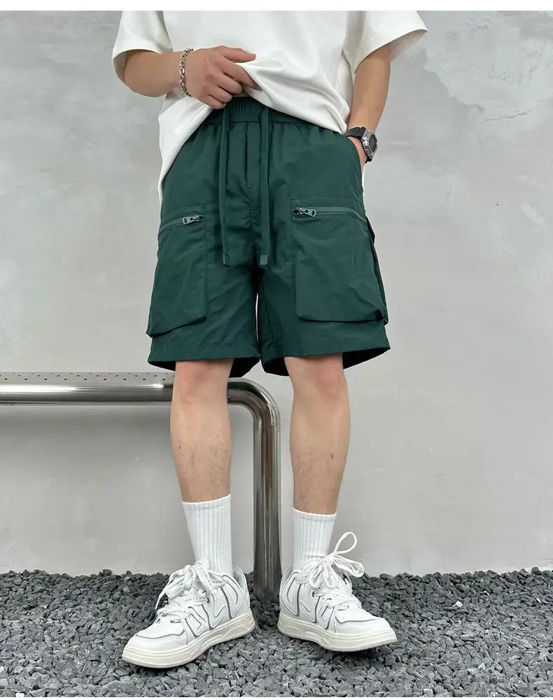 Men Purple Multi-Pocket Casual Shorts D911 — feature 20