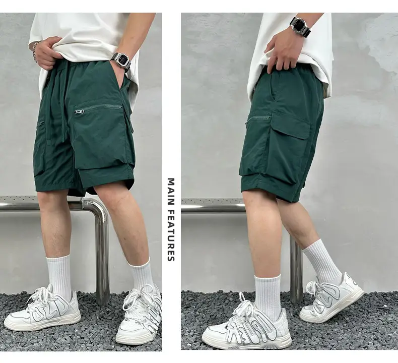 Men Purple Multi-Pocket Casual Shorts D911 — feature 21