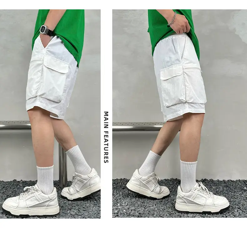 Men Purple Multi-Pocket Casual Shorts D911 — feature 23