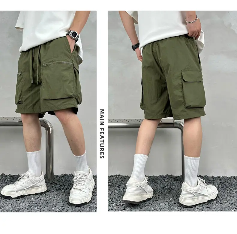 Men Purple Multi-Pocket Casual Shorts D911 — feature 25