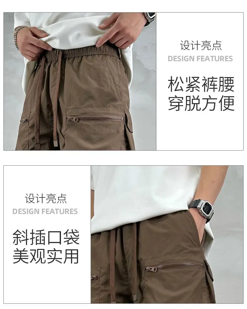 Men Purple Multi-Pocket Casual Shorts D911 — feature 4