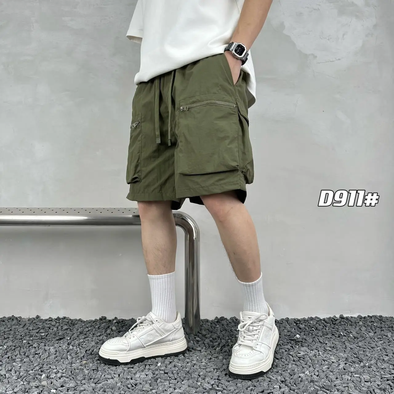 Men Purple Multi-Pocket Casual Shorts D911 - Image 2