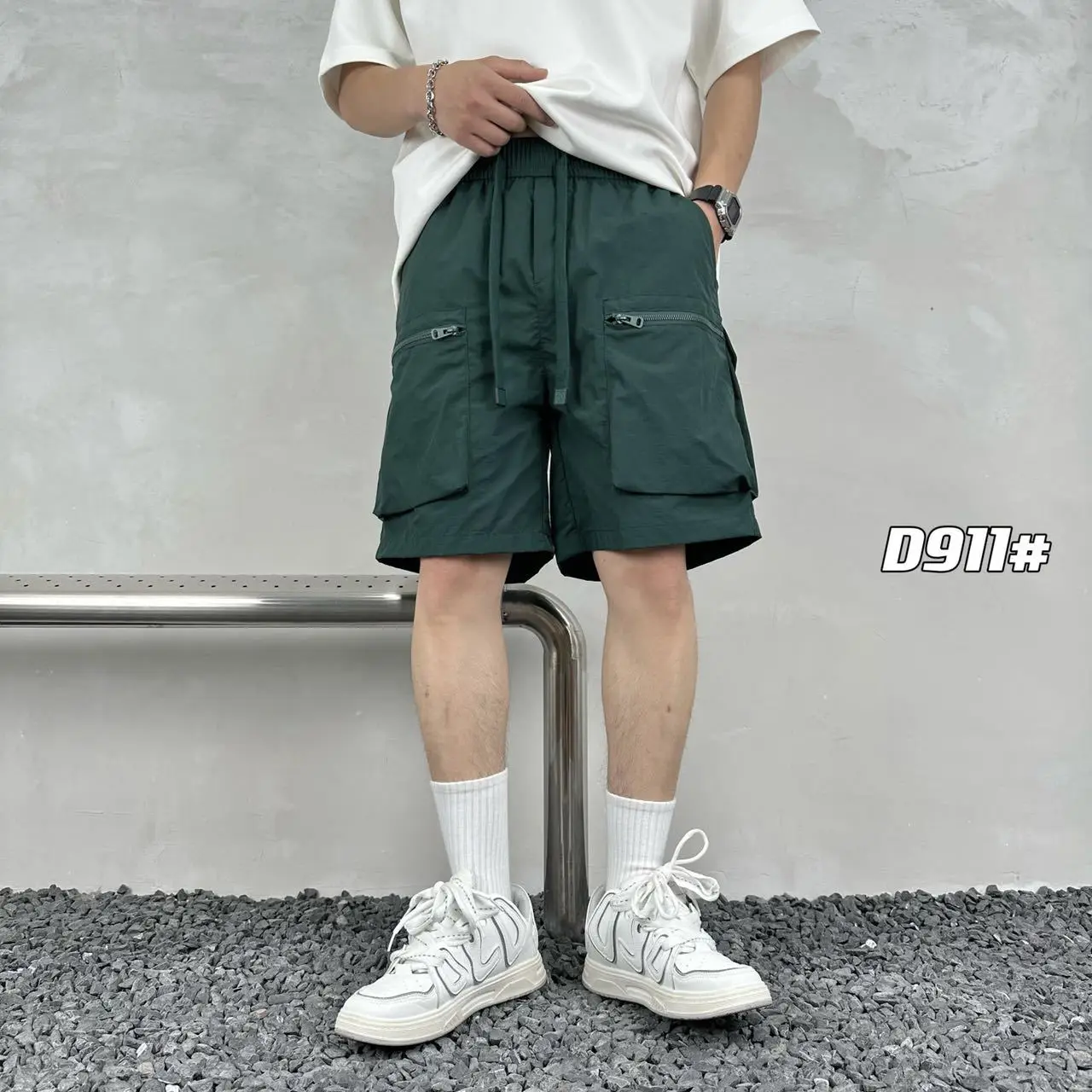 Men Purple Multi-Pocket Casual Shorts D911 - Image 5