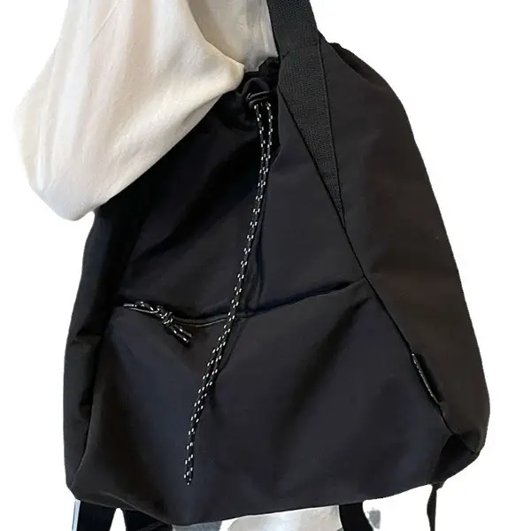 Women's Lightweight Korean Style Shoulder Bag Cream - Image 10