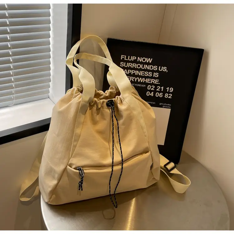 Women's Lightweight Korean Style Shoulder Bag Cream — feature 11