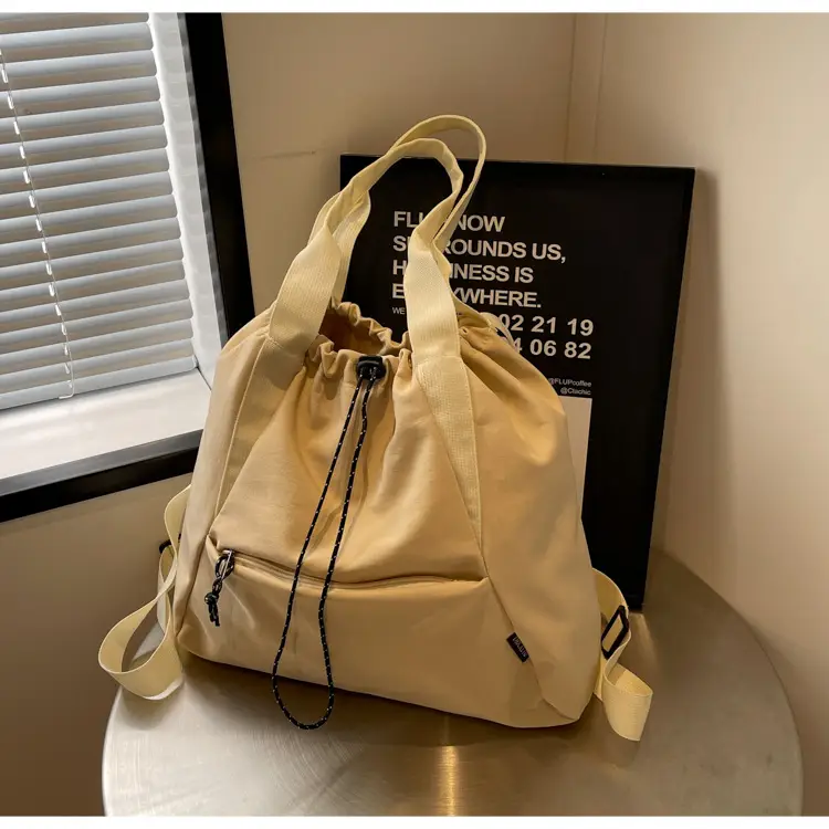Women's Lightweight Korean Style Shoulder Bag Cream — feature 12