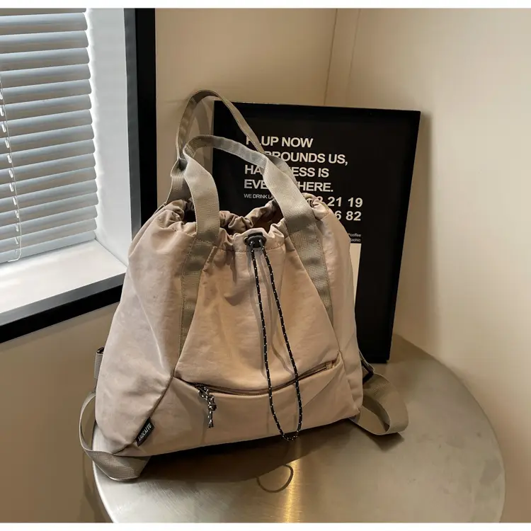 Women's Lightweight Korean Style Shoulder Bag Cream — feature 13