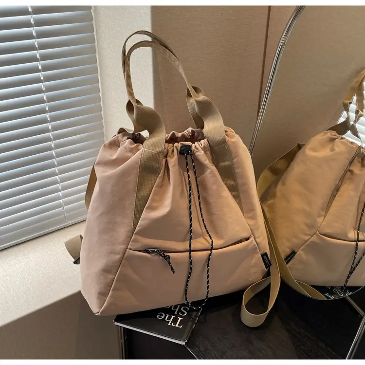 Women's Lightweight Korean Style Shoulder Bag Cream — feature 16