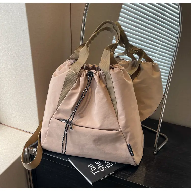 Women's Lightweight Korean Style Shoulder Bag Cream — feature 17