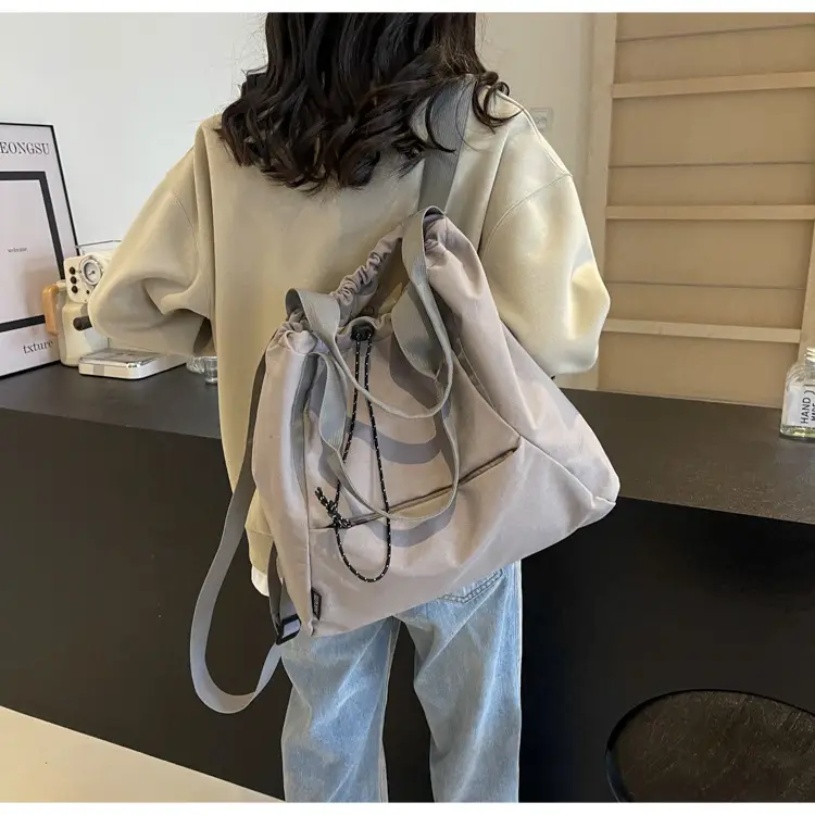 Women's Lightweight Korean Style Shoulder Bag Cream — feature 21