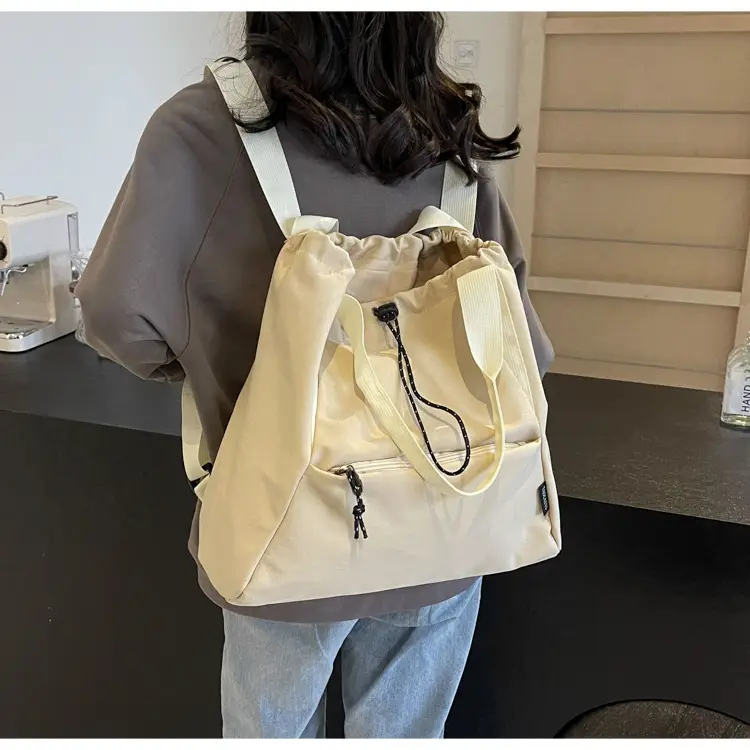 Women's Lightweight Korean Style Shoulder Bag Cream — feature 23