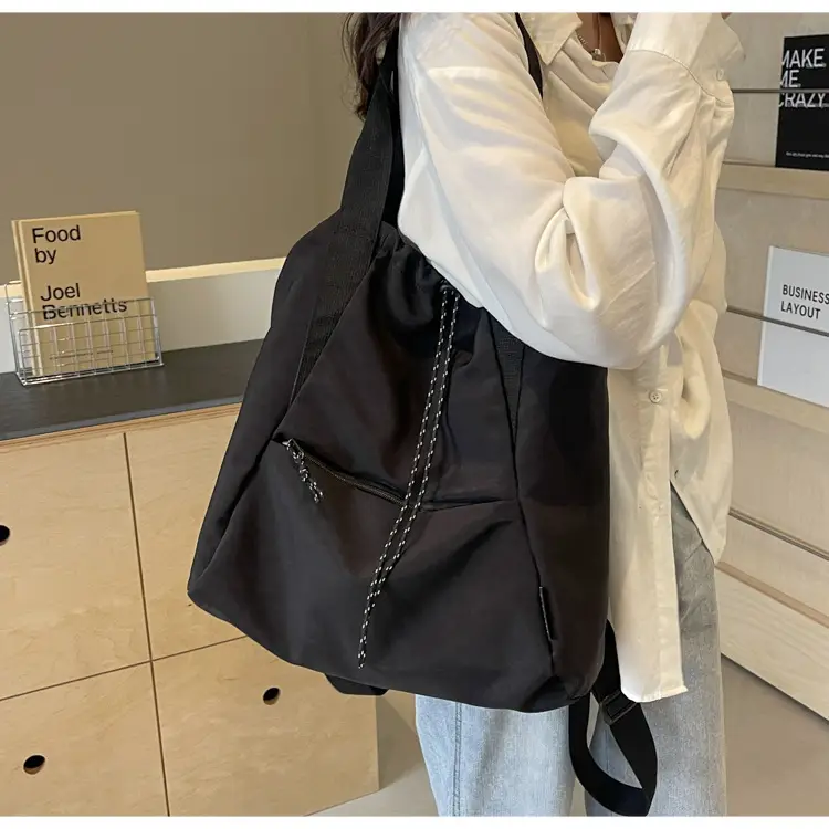 Women's Lightweight Korean Style Shoulder Bag Cream — feature 24