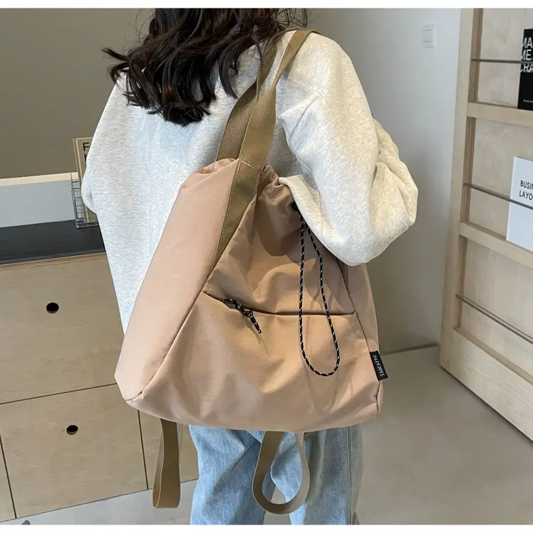 Women's Lightweight Korean Style Shoulder Bag Cream — feature 26