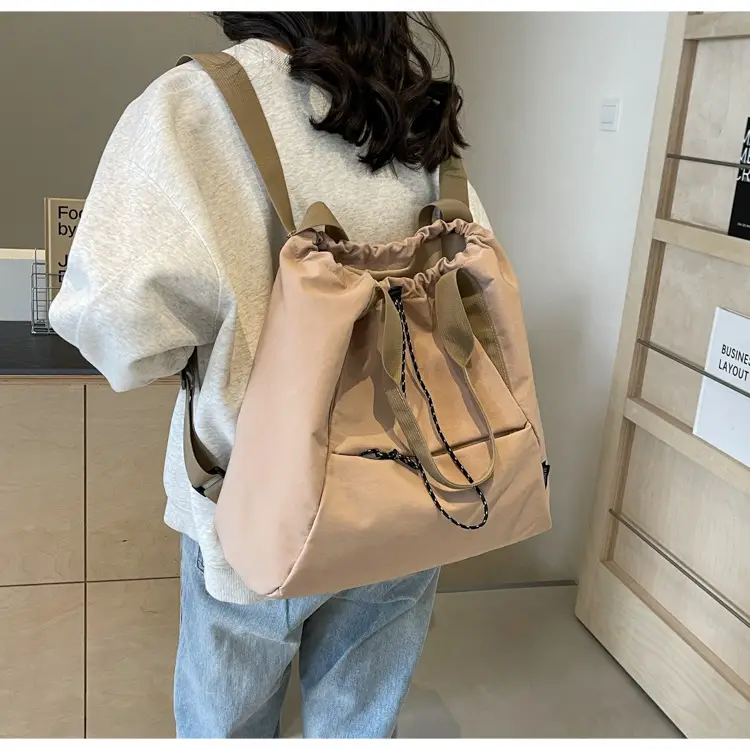 Women's Lightweight Korean Style Shoulder Bag Cream — feature 27