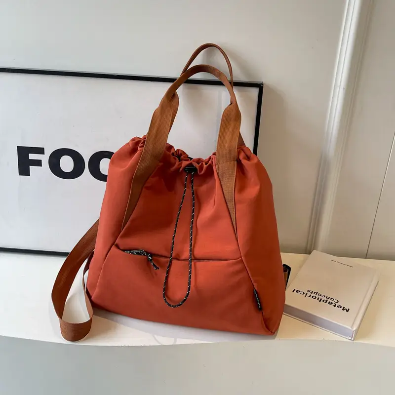 Women's Lightweight Korean Style Shoulder Bag Cream - Image 3