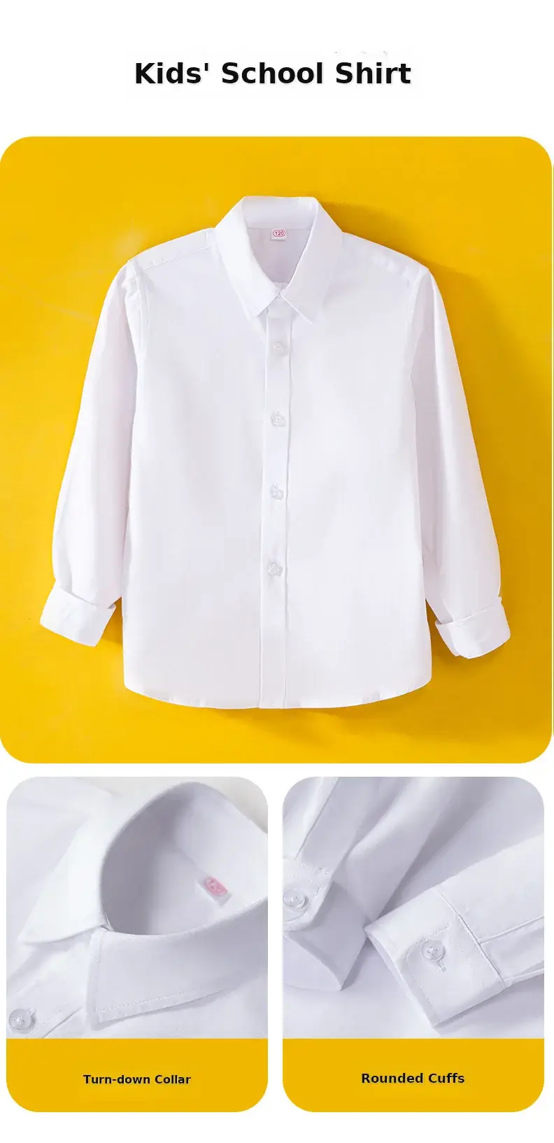 Boys White Cotton Long Sleeve Shirt Primary School — feature 4