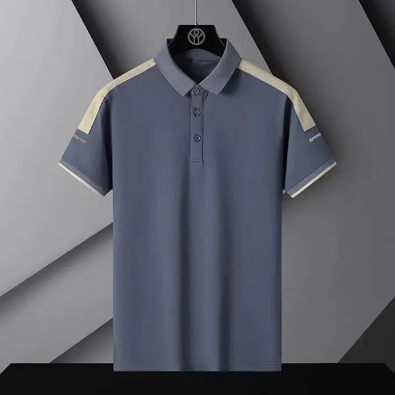 Men's Black Polo Shirt with Beige Sleeves - Image 30