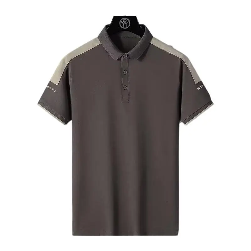 Men's Black Polo Shirt with Beige Sleeves - Image 33
