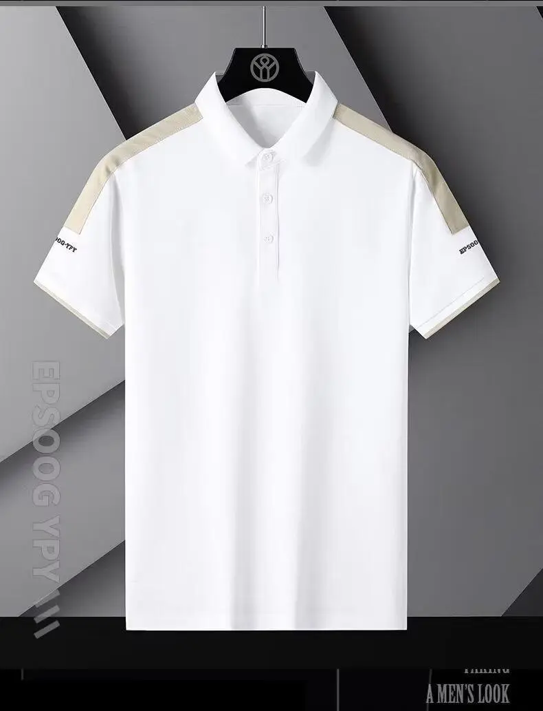 Men's Black Polo Shirt with Beige Sleeves — feature 10