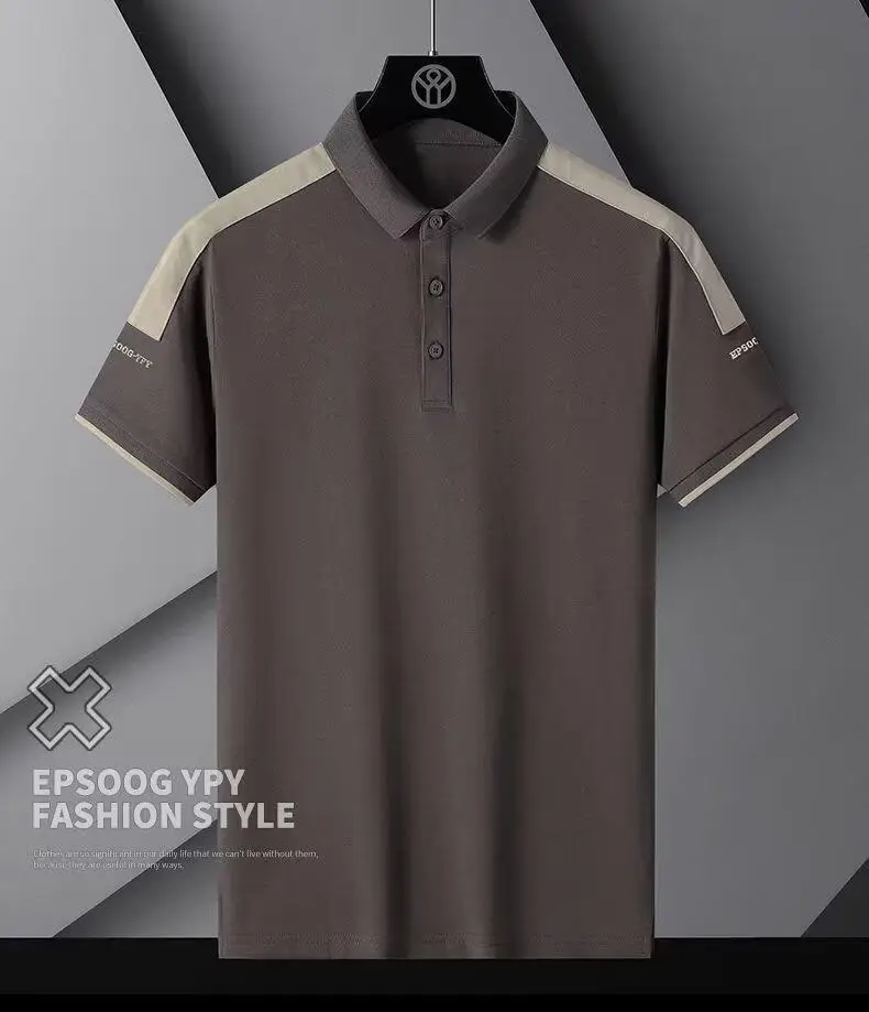 Men's Black Polo Shirt with Beige Sleeves — feature 12