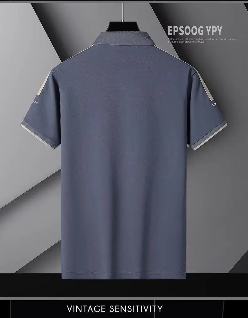 Men's Black Polo Shirt with Beige Sleeves — feature 9