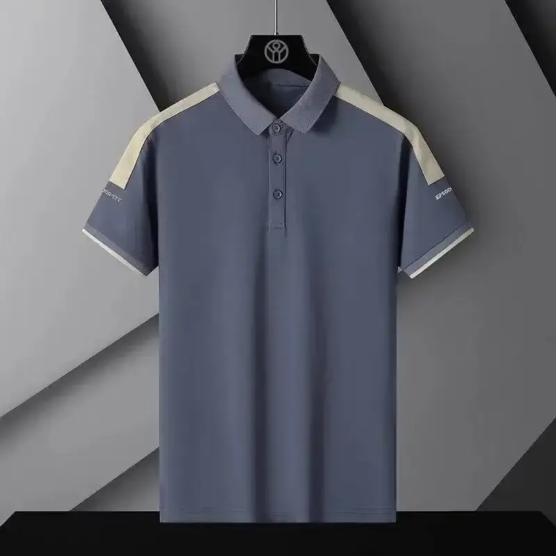 Men's Black Polo Shirt with Beige Sleeves - Image 28