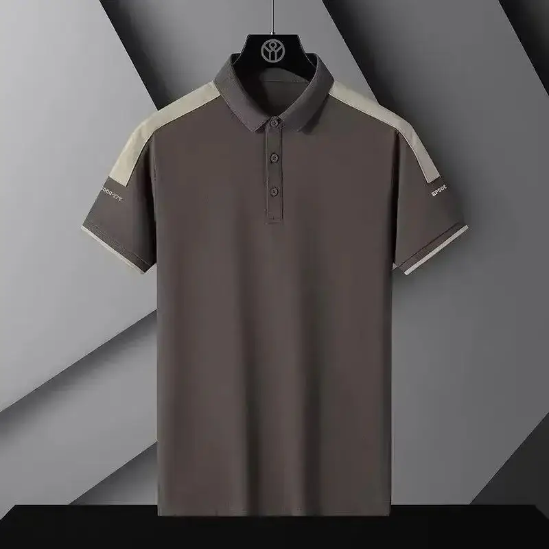 Men's Black Polo Shirt with Beige Sleeves - Image 5