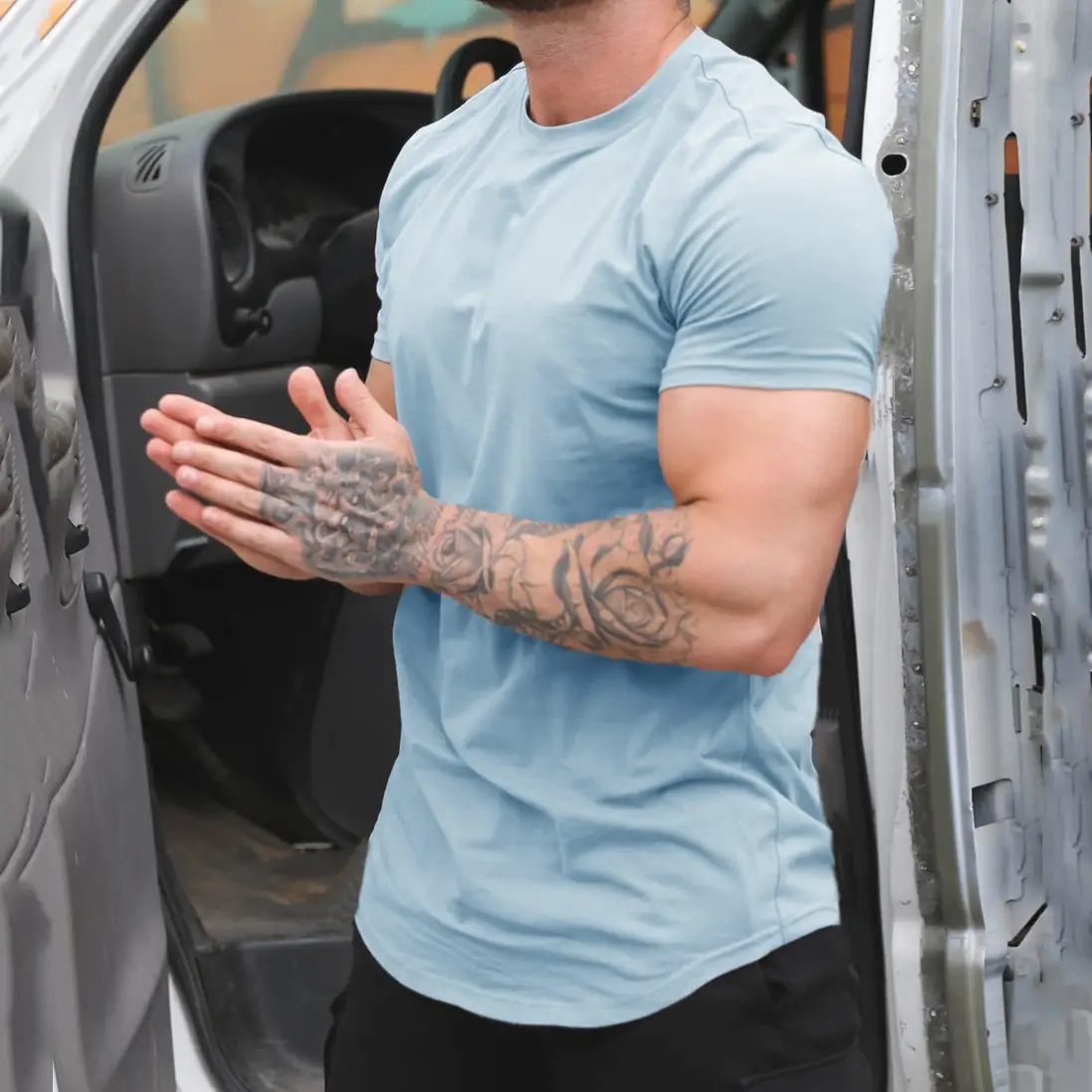 Men Slim Fit Gray T-Shirt Running Training Wear
