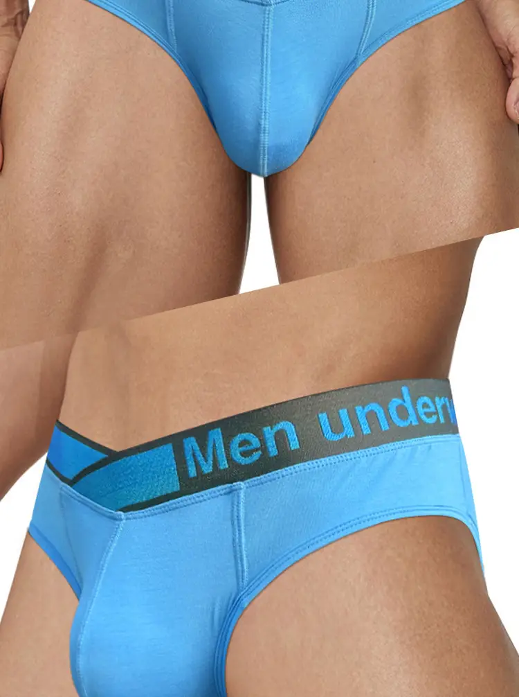 Men Blue V-Belt Low Waist Convex Modal Shorts — feature 30