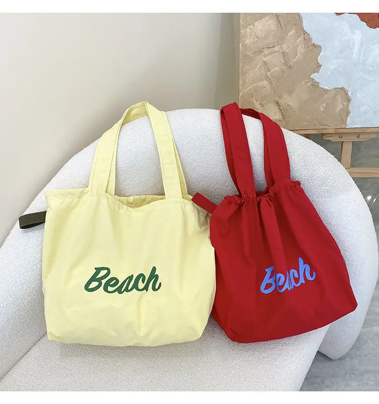 Women's Canvas Shoulder Bag with "Beach" Print — feature 11