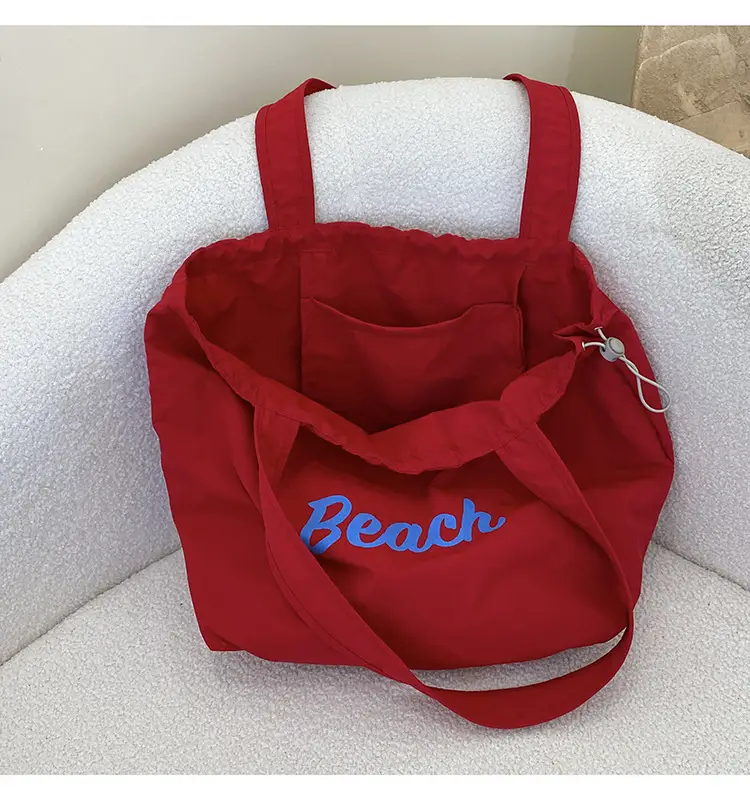 Women's Canvas Shoulder Bag with "Beach" Print — feature 13