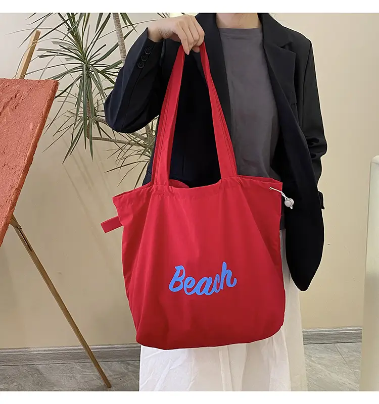 Women's Canvas Shoulder Bag with "Beach" Print — feature 15