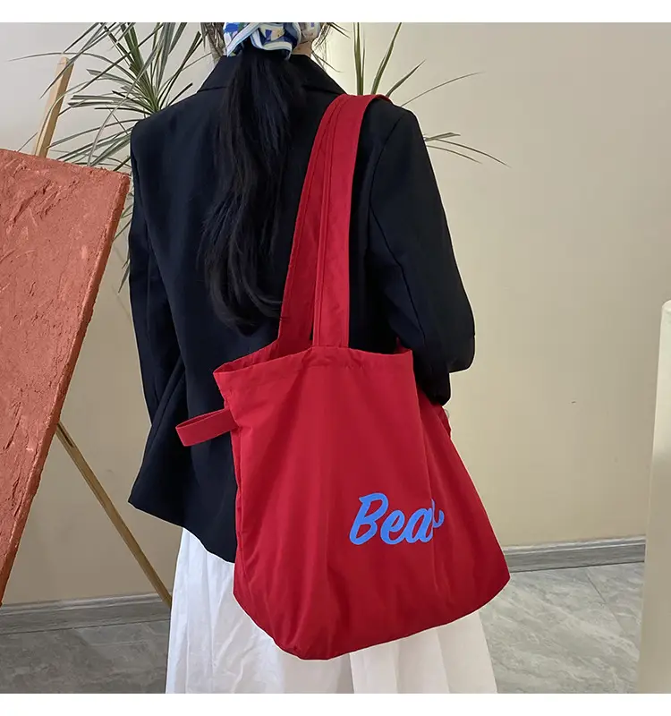 Women's Canvas Shoulder Bag with "Beach" Print — feature 16
